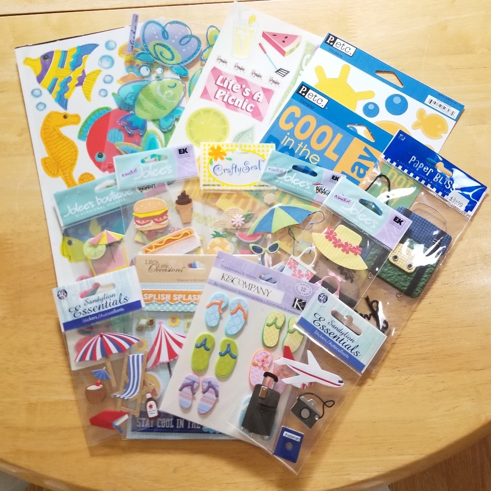 Lot of 15 Sheets of Summertime and Beach Stickers